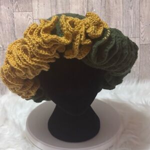 Stylish Green and Gold Knit Hat